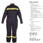 Alev almaz ve antistatik özellikli iş tulumu, endüstriyel güvenlik için koruyucu kıyafet.