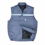 7/7 gabardin kumaştan üretilmiş gri kapitoneli kışlık iş yeleği, baskı ve nakışa uygun taşlama yeleği