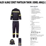 Isıya ve kıvılcıma dayanıklı alev almaz ceket takım, profesyonel alev almaz iş elbisesi