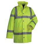 Reflektörlü iş parkası modeli, su geçirmez kumaşlı hi-vis iş kabanı, kaliteli ve dayanıklı iş parkası