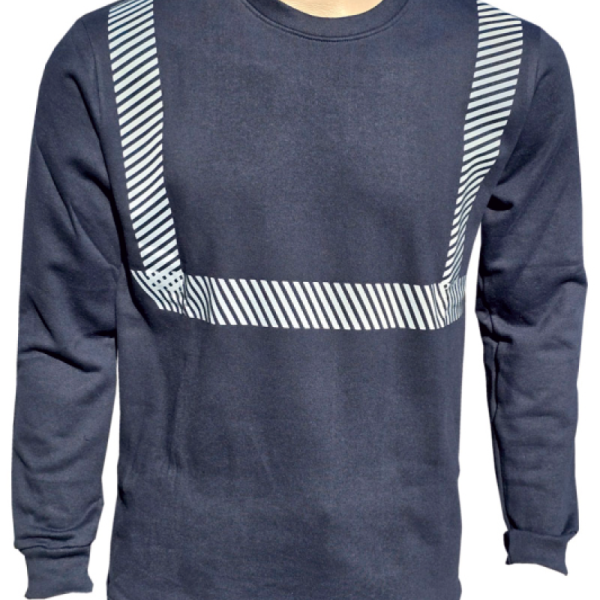 Reflektörlü iş kazağı olarak tasarlanmış bisiklet yaka sweatshirt, kurumsal sweatshirt ve firma baskılı sweatshirt imalatına uygun