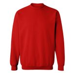 Kırmızı renk bisiklet yaka sweatshirt modeli, iş kazağı olarak kullanılan kurumsal firma baskılı sweatshirt