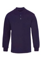 Lacivert renk polo yaka sweatshirt modeli, iş kazağı olarak kullanılan kurumsal firma baskılı sweatshirt