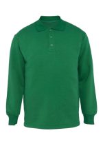 Yeşil polo yaka sweatshirt, iş kazağı olarak kullanılan kurumsal ve firma baskılı sweatshirt