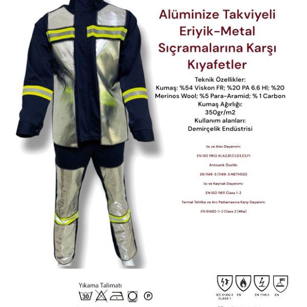 Alüminize takviyeli eriyik iş elbisesi | Profesyonel alüminize iş kıyafeti