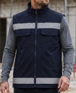 Turuncu ve lacivert renkli reflektörlü bonding polar iş yeleği